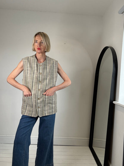VINTAGE stripe button front