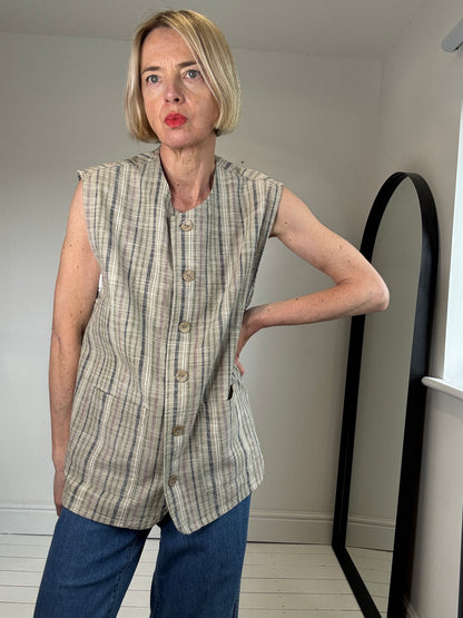 VINTAGE stripe button front