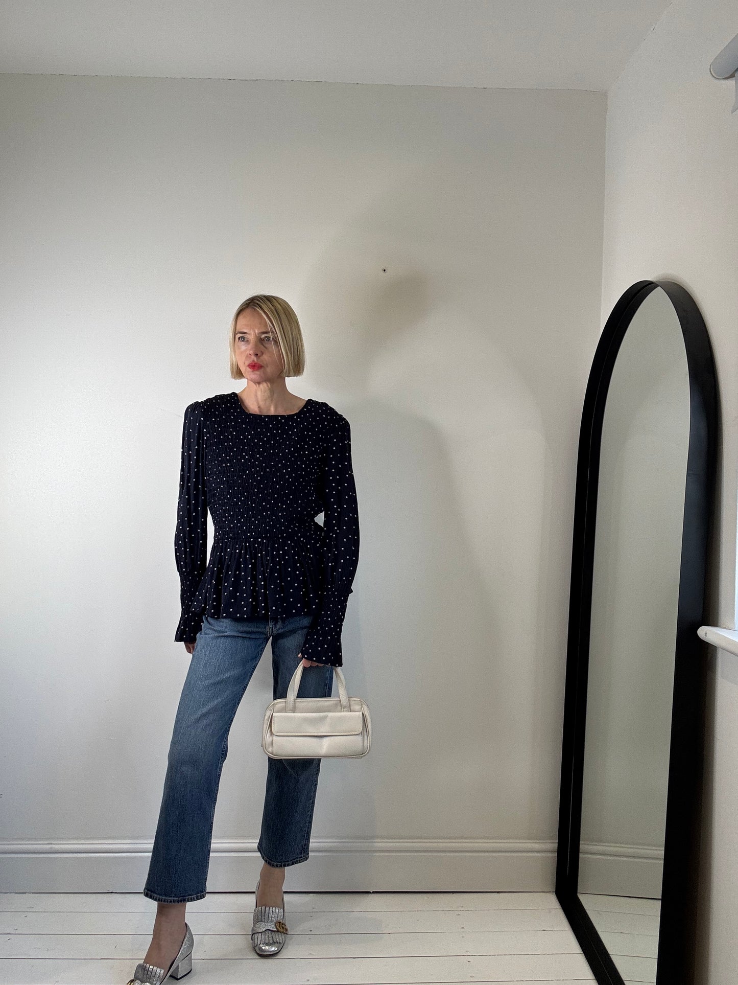 Polka dot smocked top