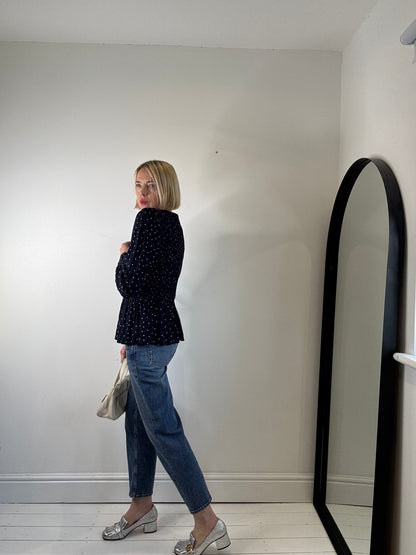 Polka dot smocked top