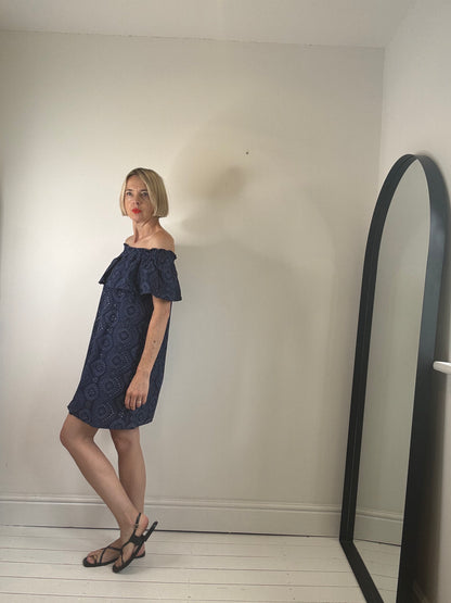 Bardot broderie mini dress