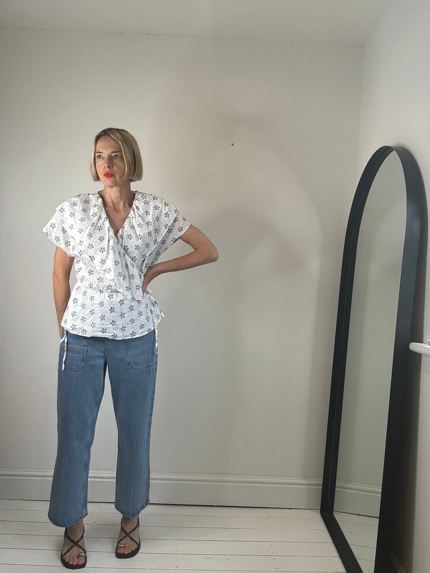 Frill wrap blouse