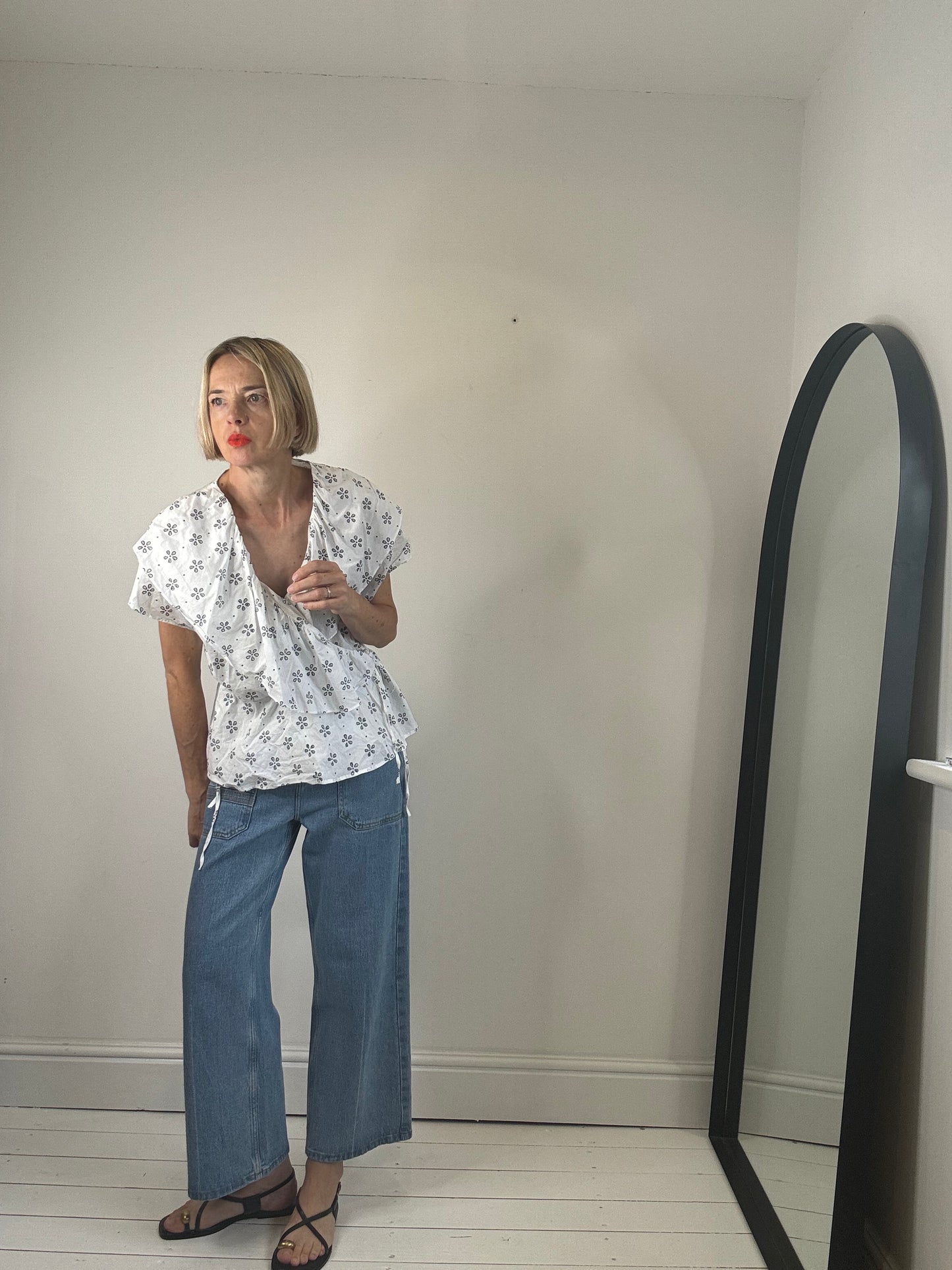 Frill wrap blouse