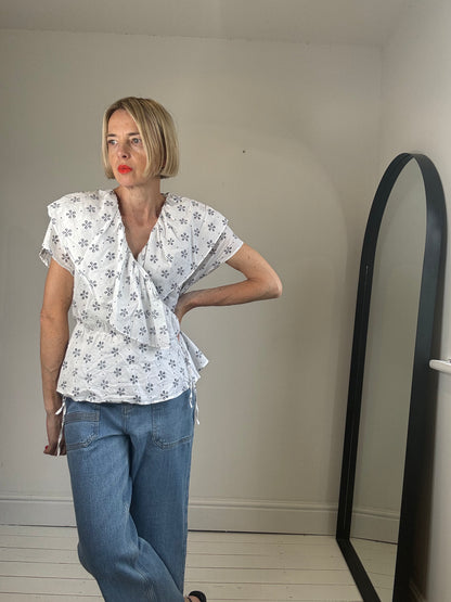 Frill wrap blouse