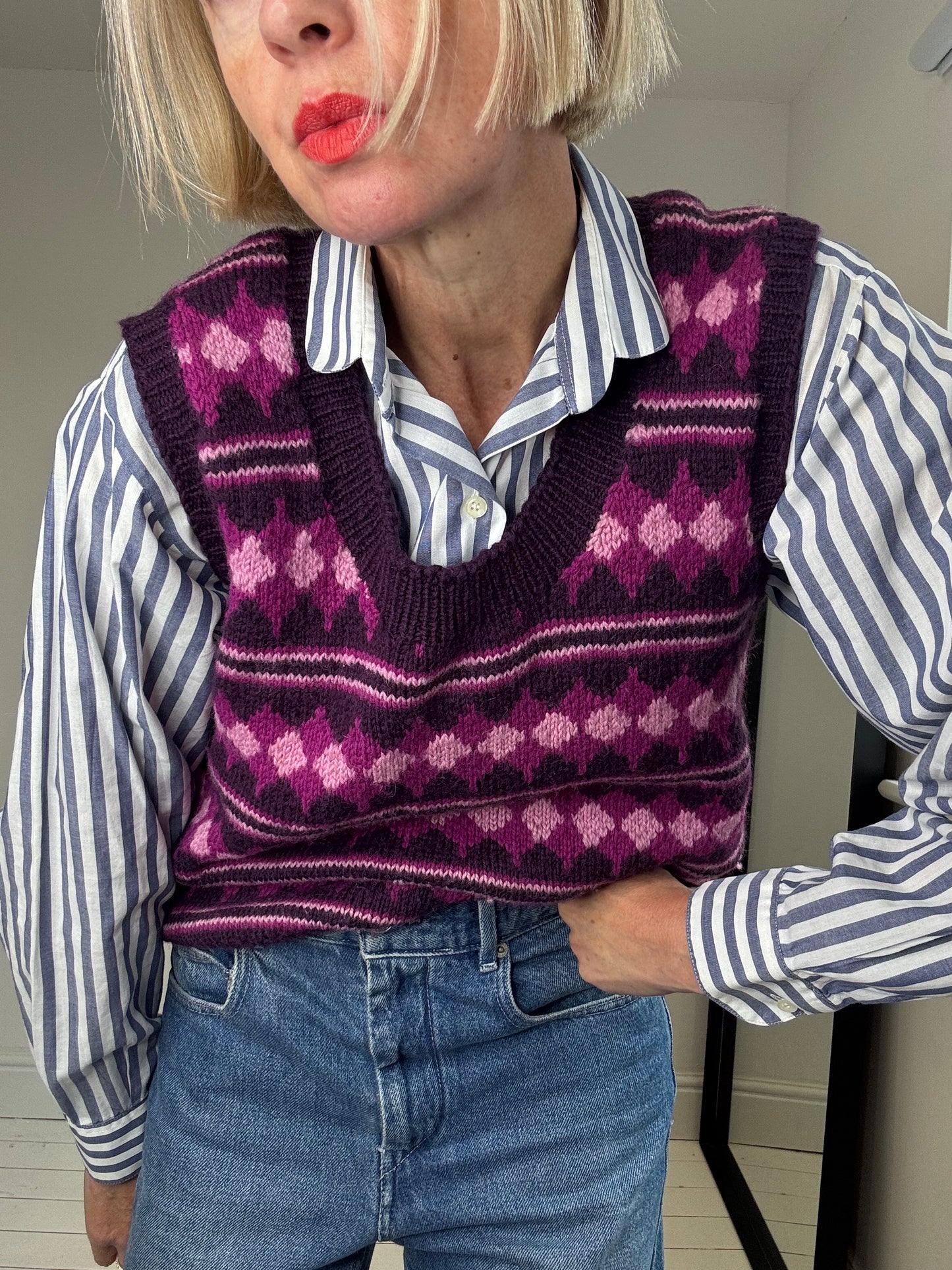Patterned knitted tank