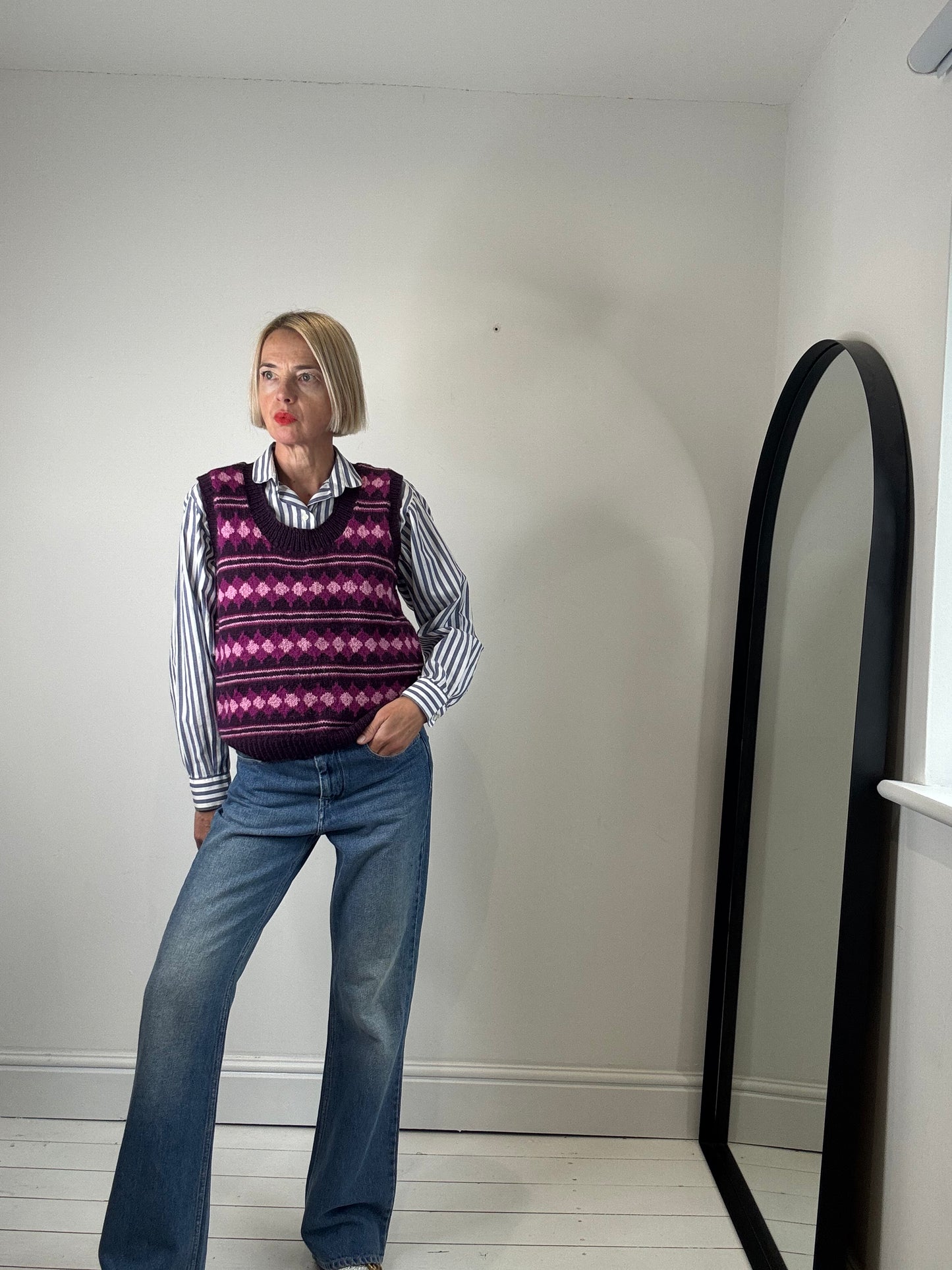 Patterned knitted tank