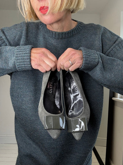 ARTIGIANO suede and patent kitten heel pumps for women