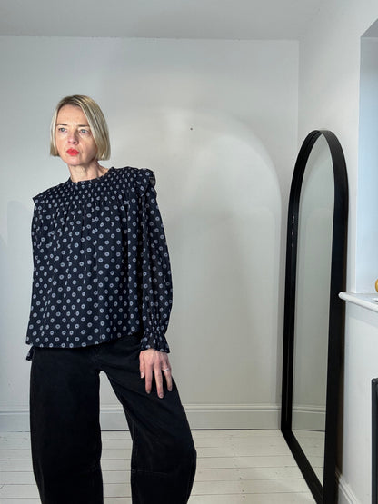 Printed lined smock top