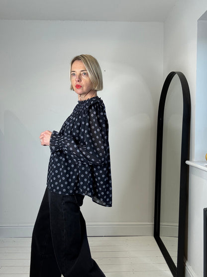 Printed lined smock top