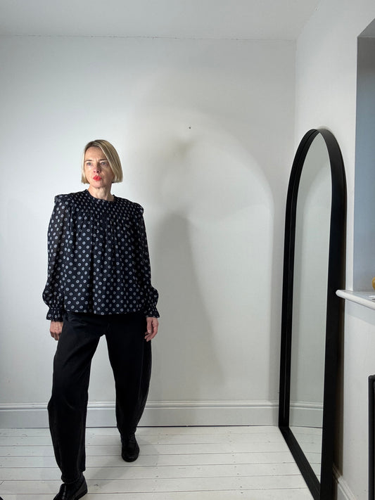 Printed lined smock top