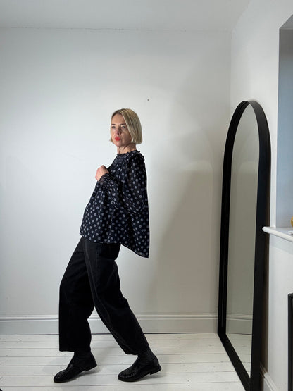 Printed lined smock top