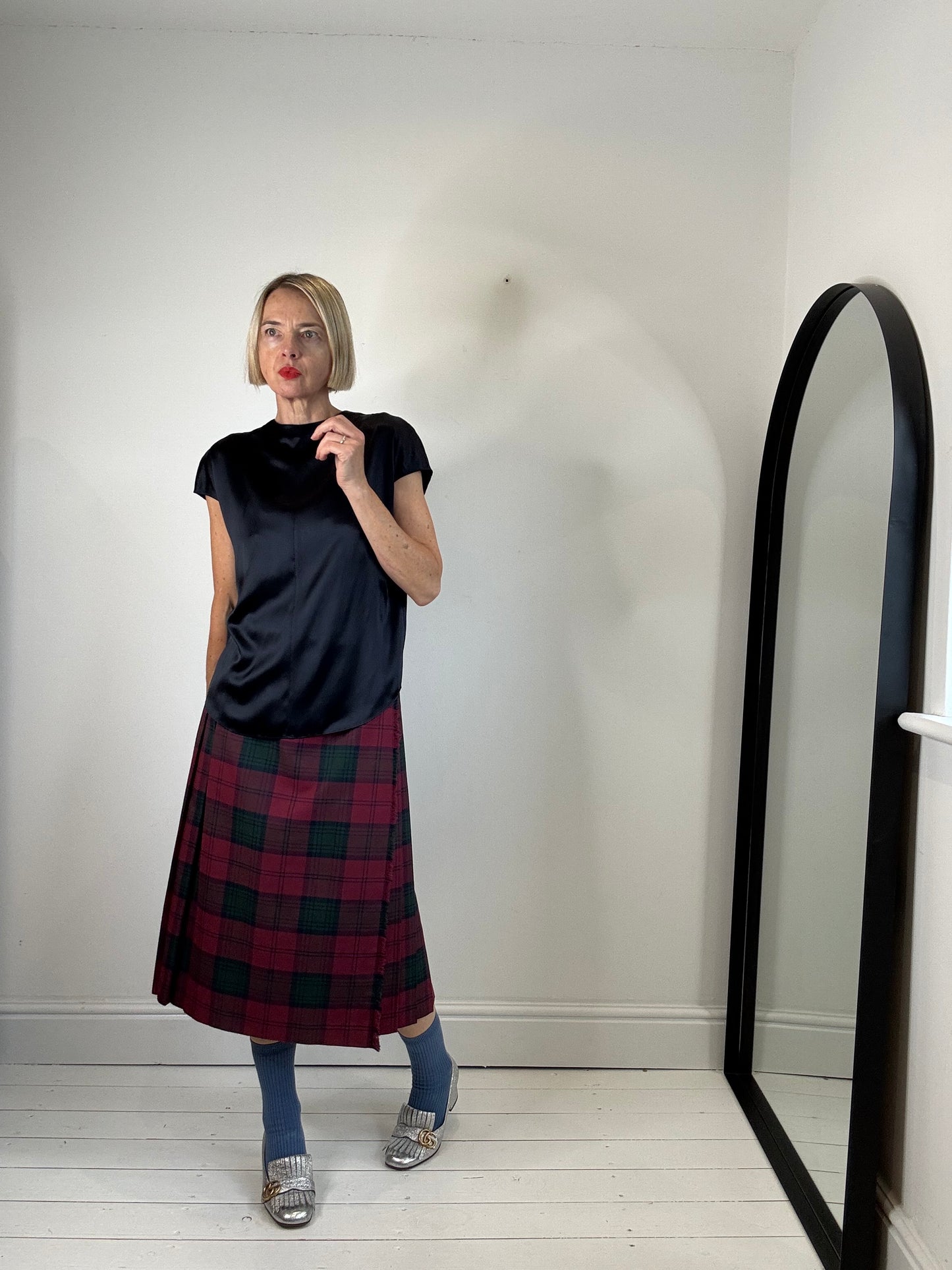 COS satin dropped shoulder silk top