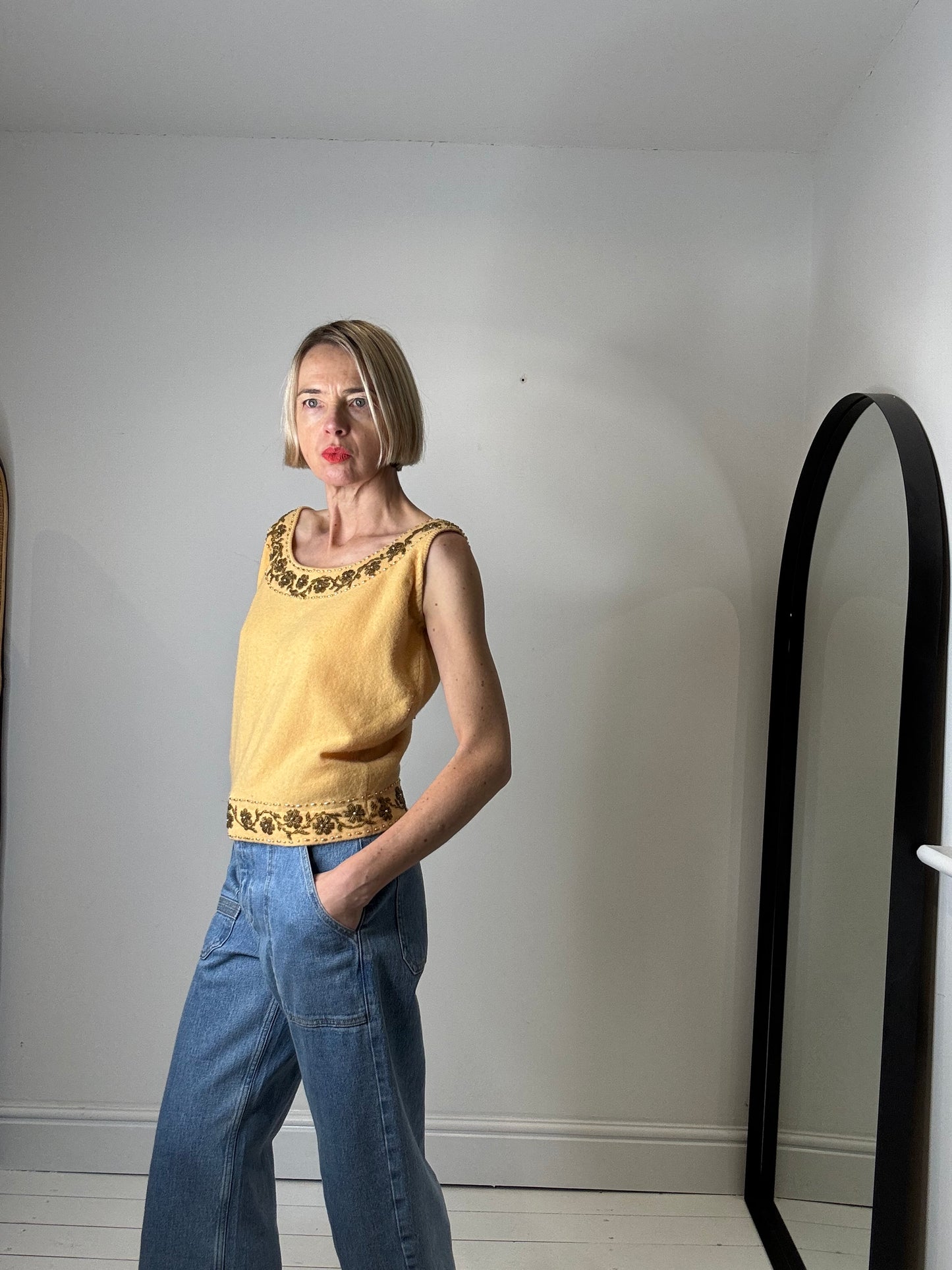 VINTAGE beaded knit top for women