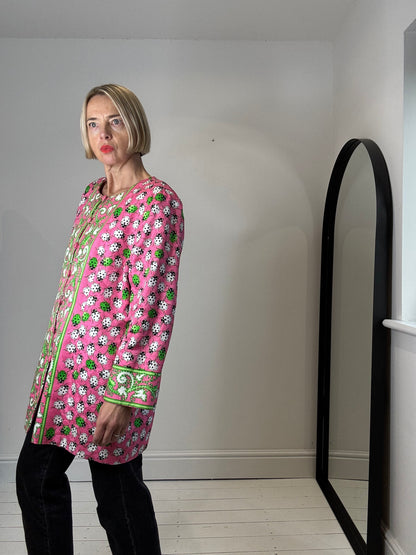 Unique lady bug collarless jacket
