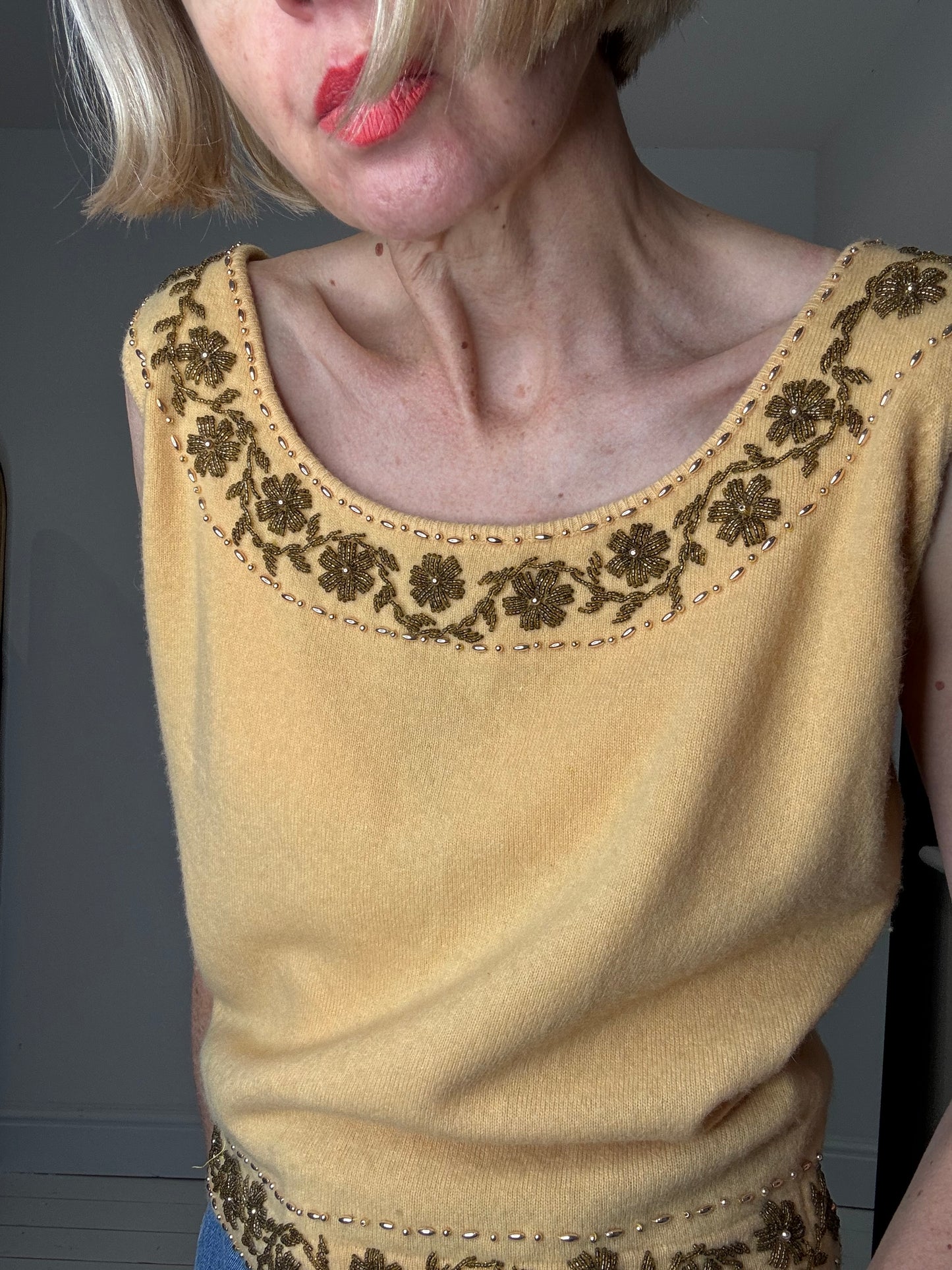VINTAGE beaded knit top