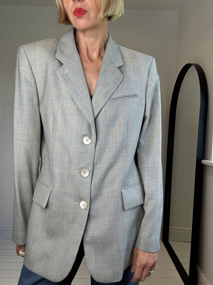 VINTAGE JOBIS check tailored wool blazer