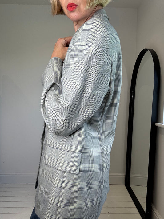 VINTAGE JOBIS check tailored wool blazer