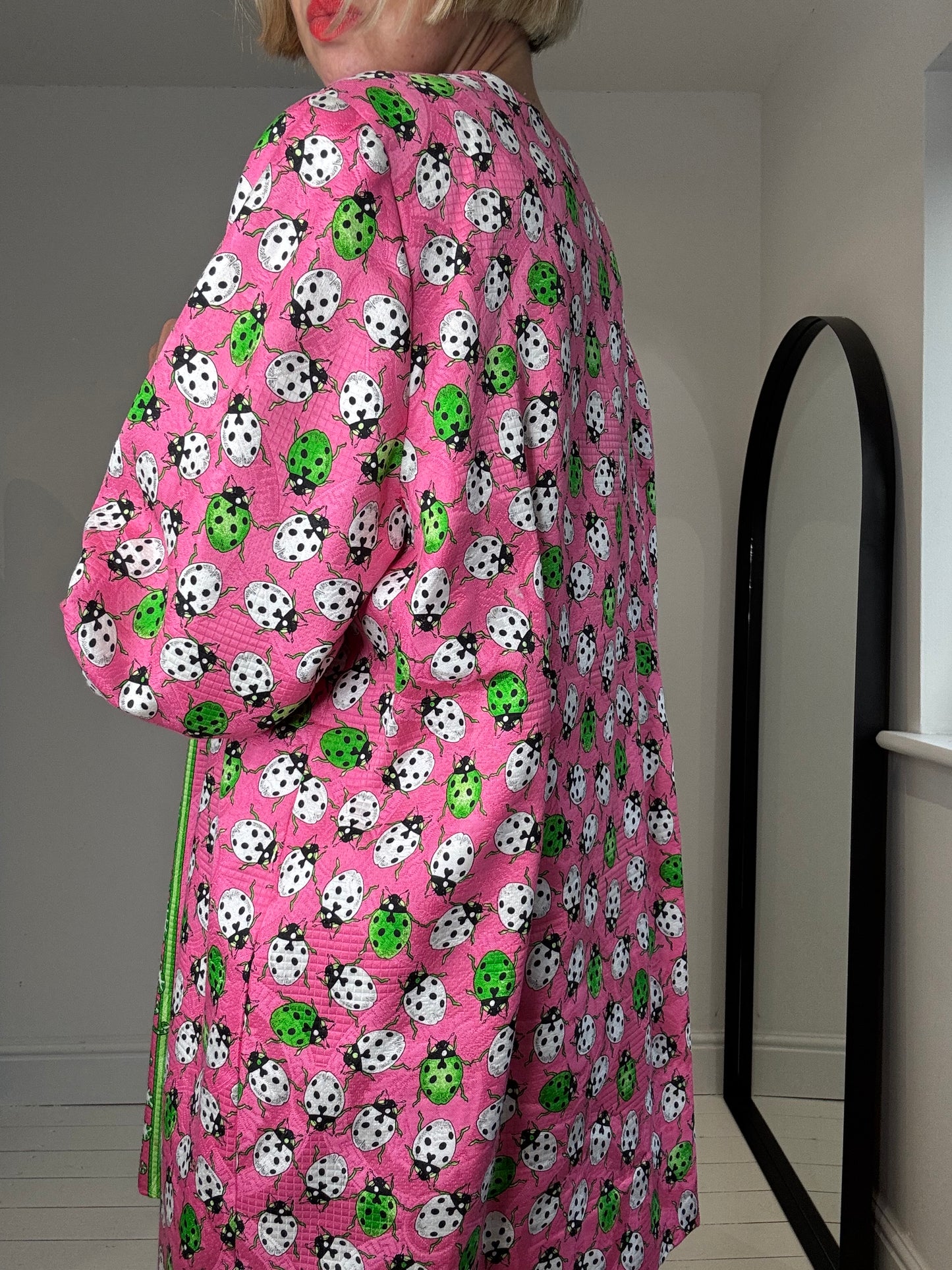 Unique lady bug collarless jacket