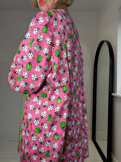Unique lady bug collarless jacket
