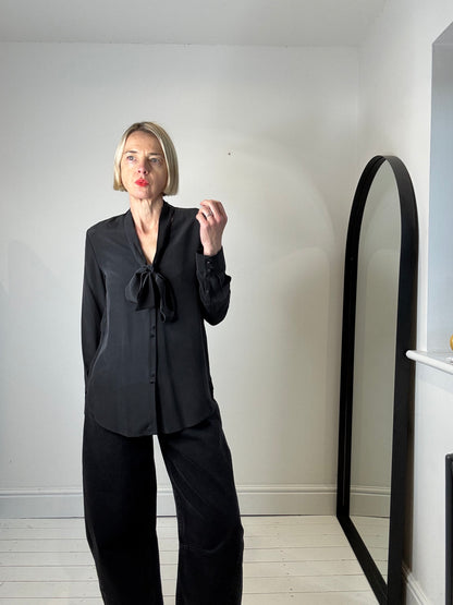 Tie neck silk blouse