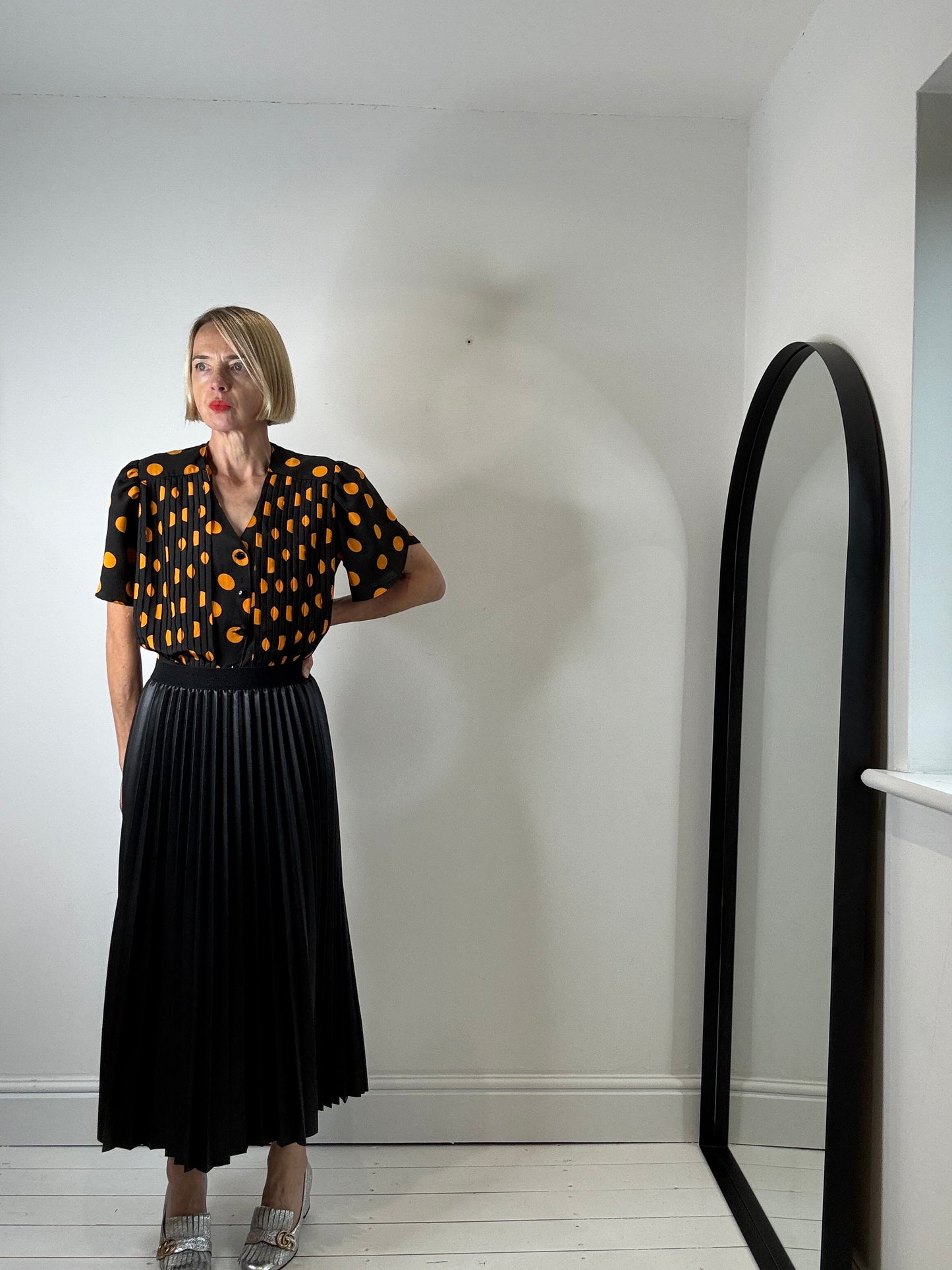 VINTAGE polka dot peplum blouse