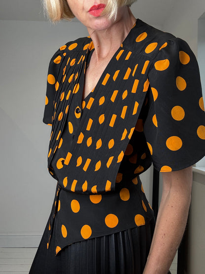 VINTAGE polka dot peplum blouse