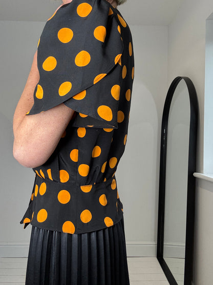 VINTAGE polka dot peplum blouse