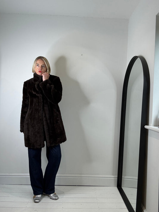 Faux fur pelted coat