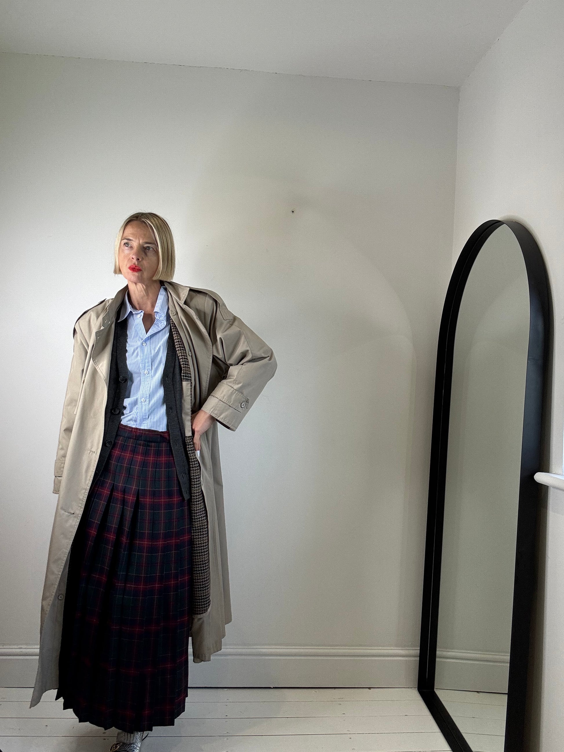 beige VINTAGE double breasted trench coat for women