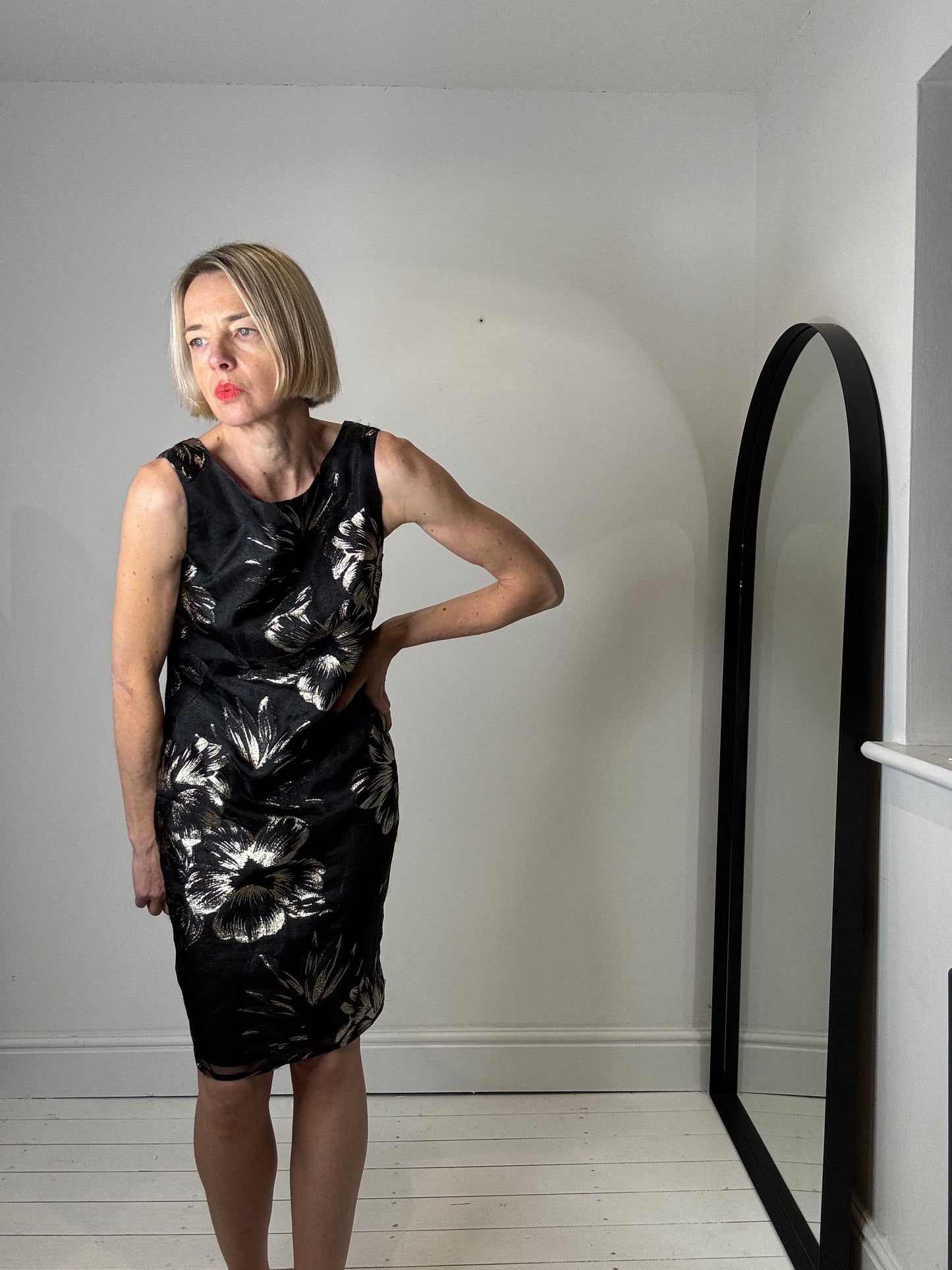 Jacquard v neck pencil dress