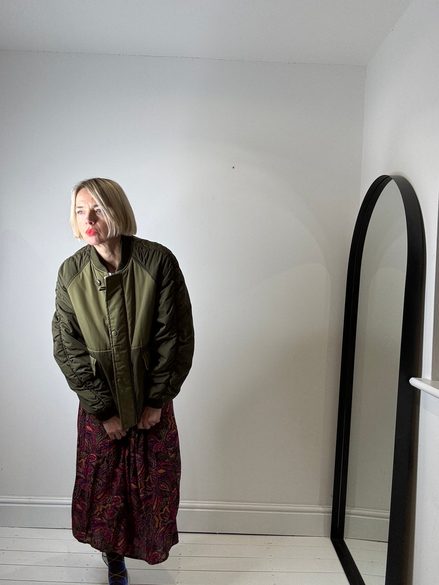 Wadded ruched sleeve jacket