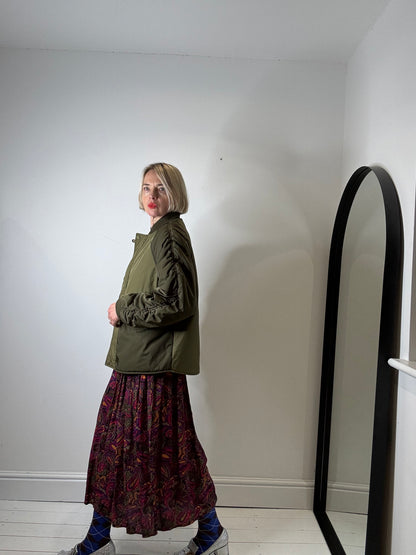 Wadded ruched sleeve jacket