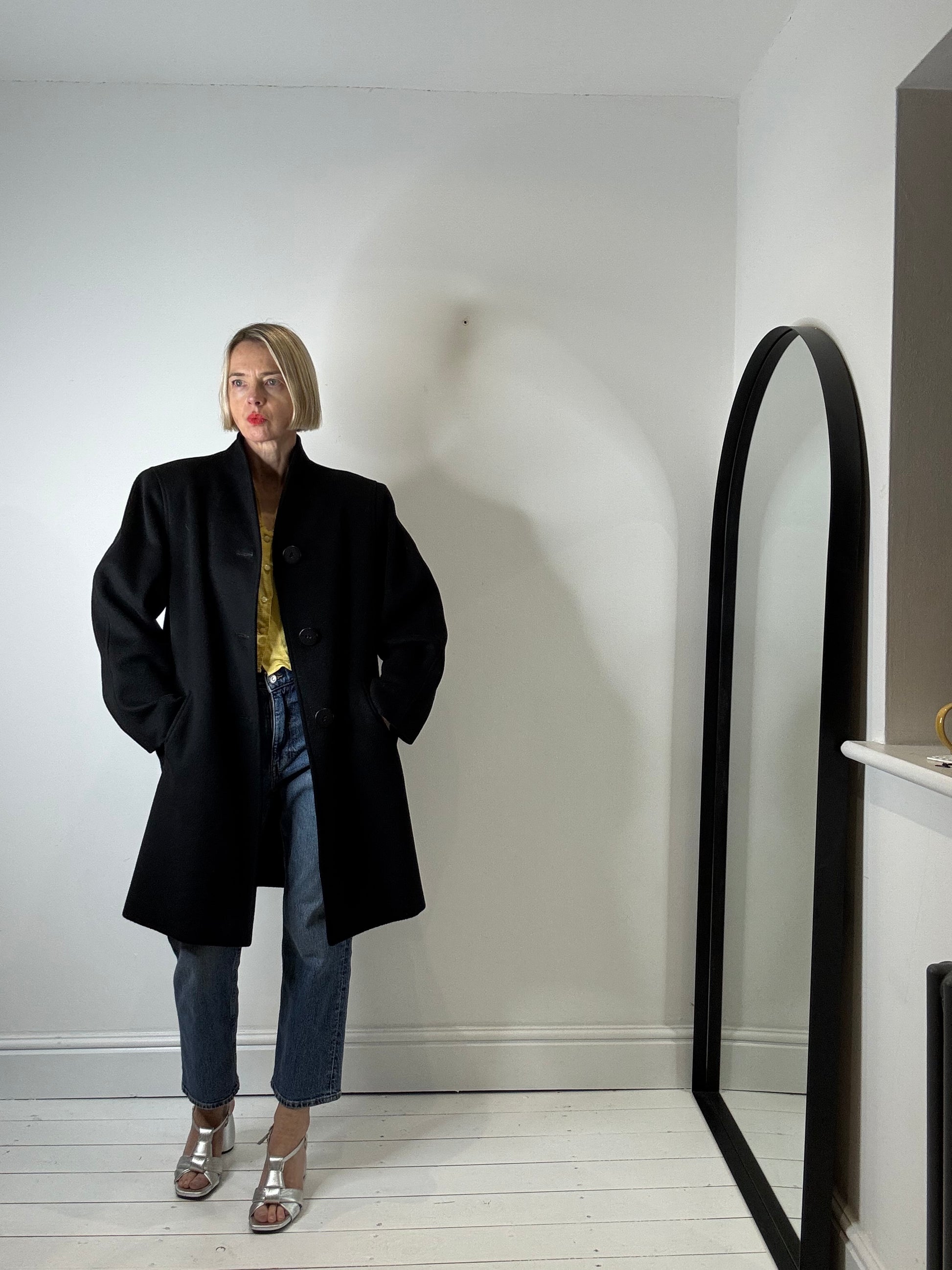 vintage cashmere coat black angora fashion womens