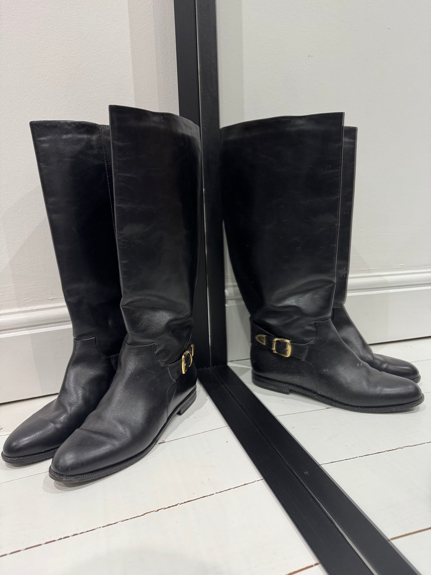 Italian leather knee high boots