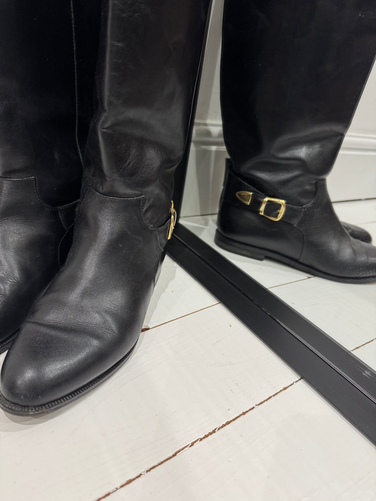 Italian leather knee high boots