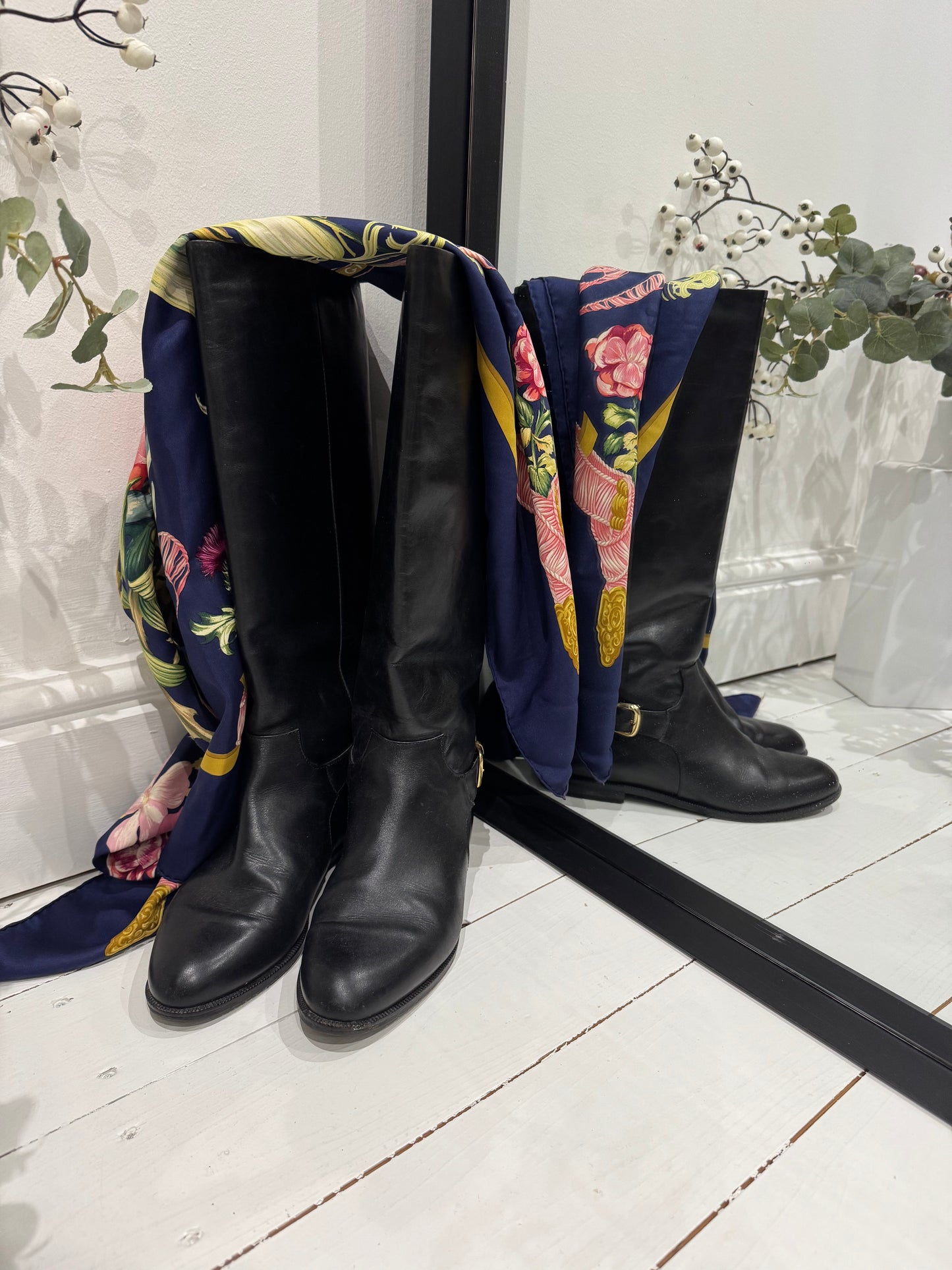 Italian leather knee high boots
