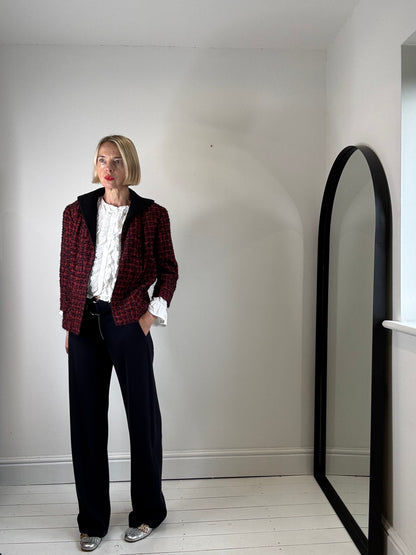 VINTAGE tweedy boucle jacket with contrast collar