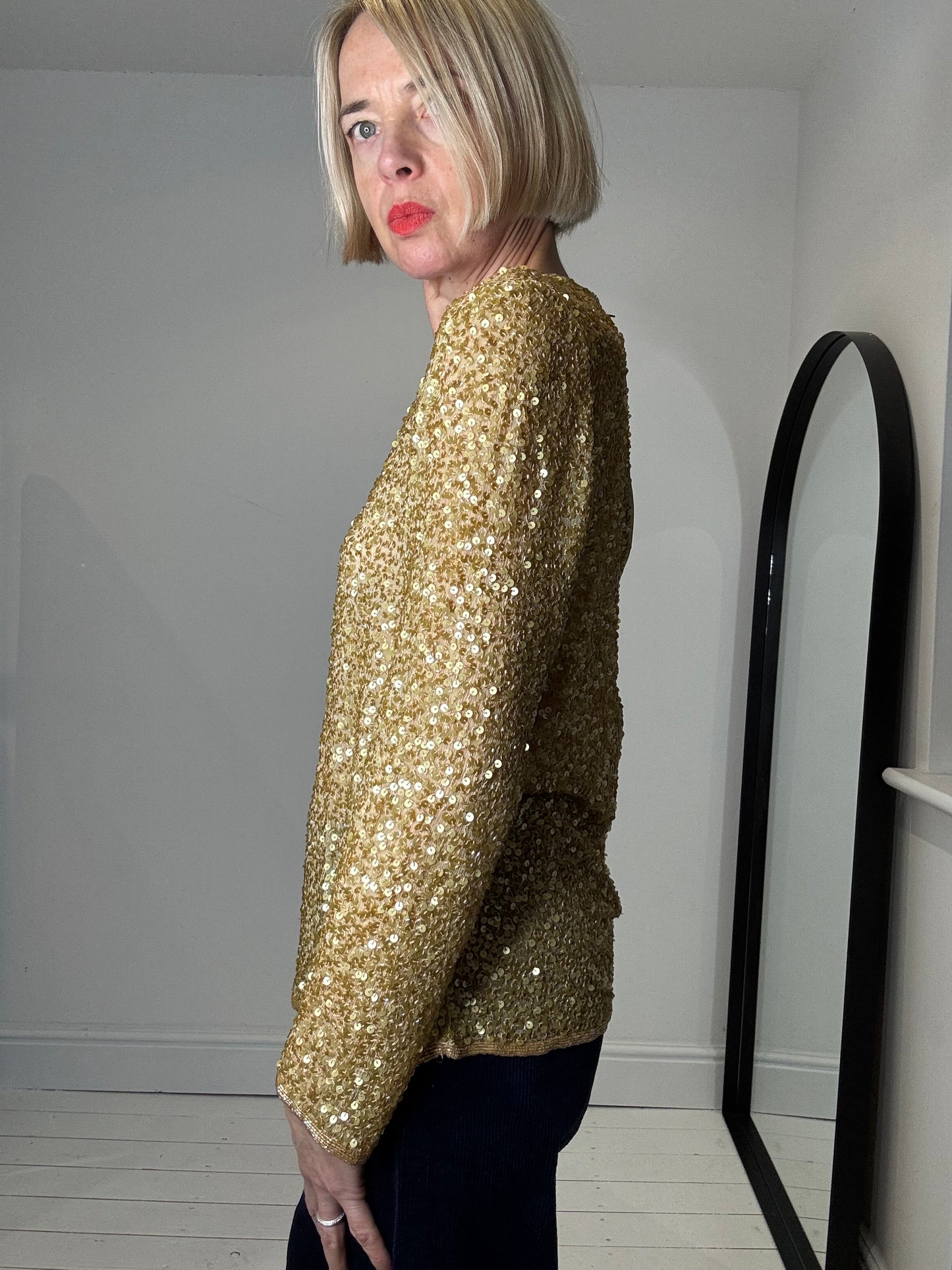 MAXMARA embellished bead & sequin top