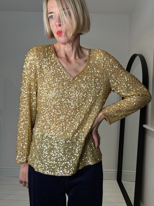 MAXMARA embellished bead & sequin top