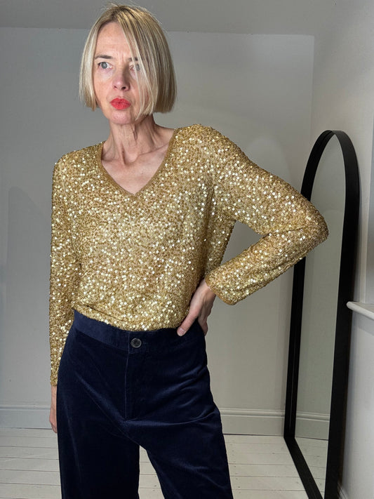 MAXMARA embellished bead & sequin top