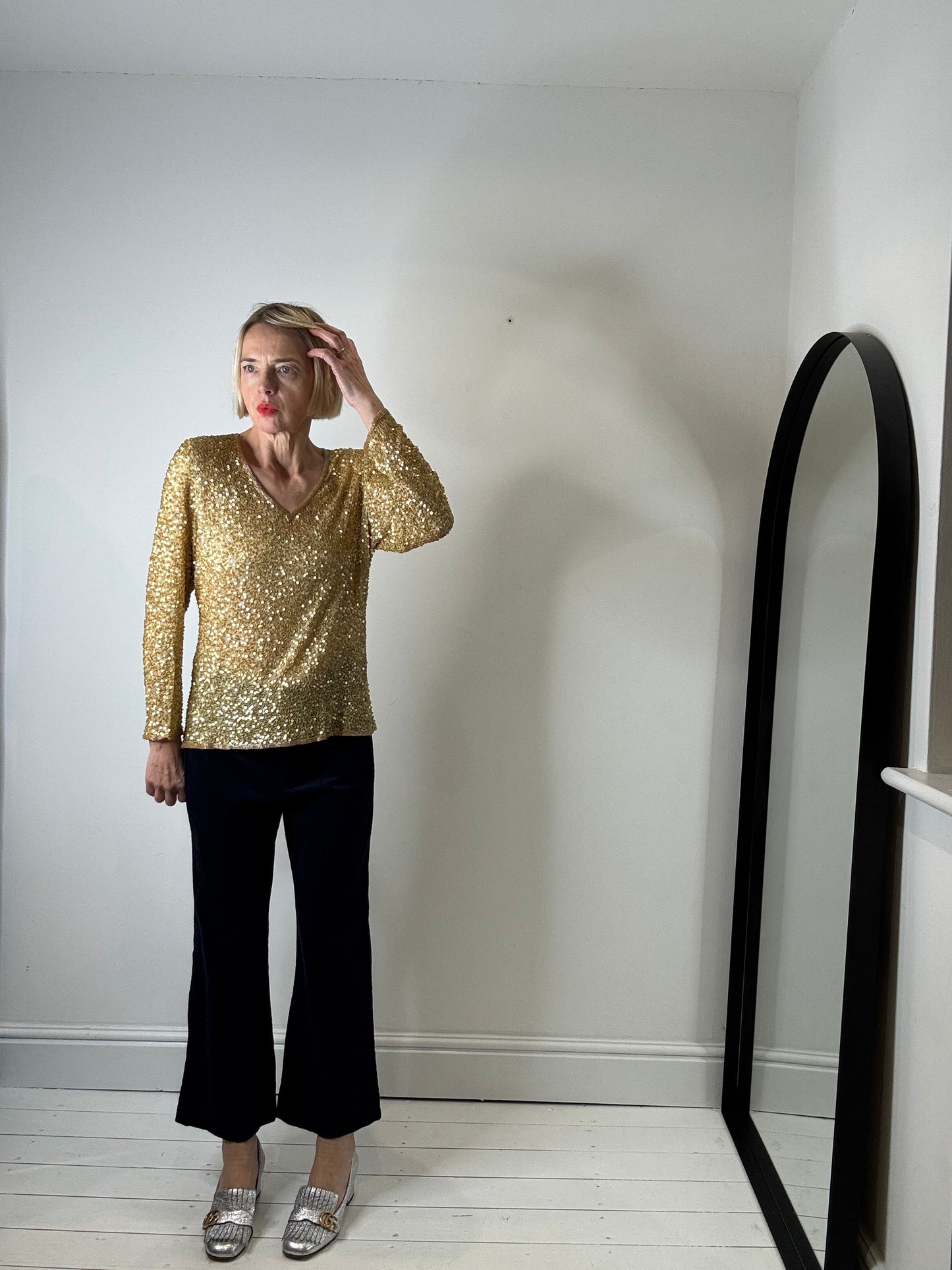 MAXMARA embellished bead & sequin top