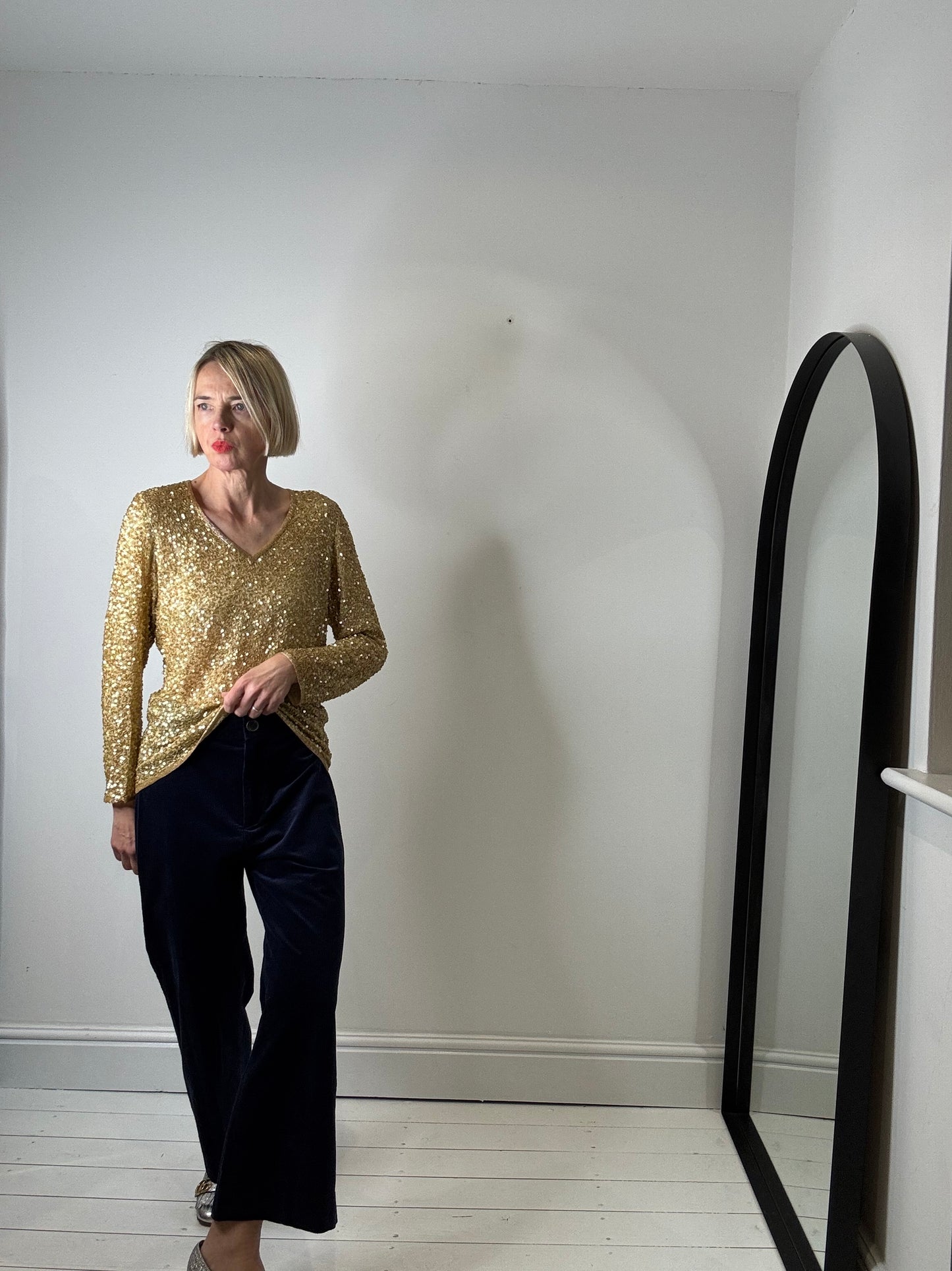 MAXMARA embellished bead & sequin top