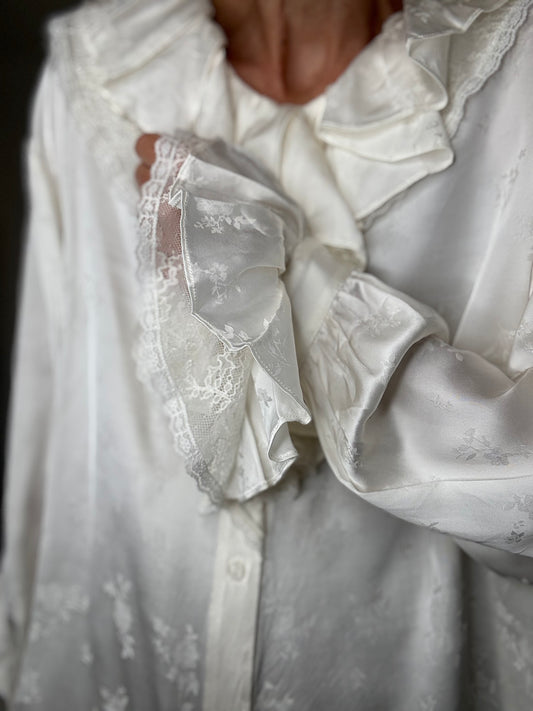 Luxe satin jacquard blouse