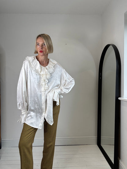 Luxe satin jacquard blouse