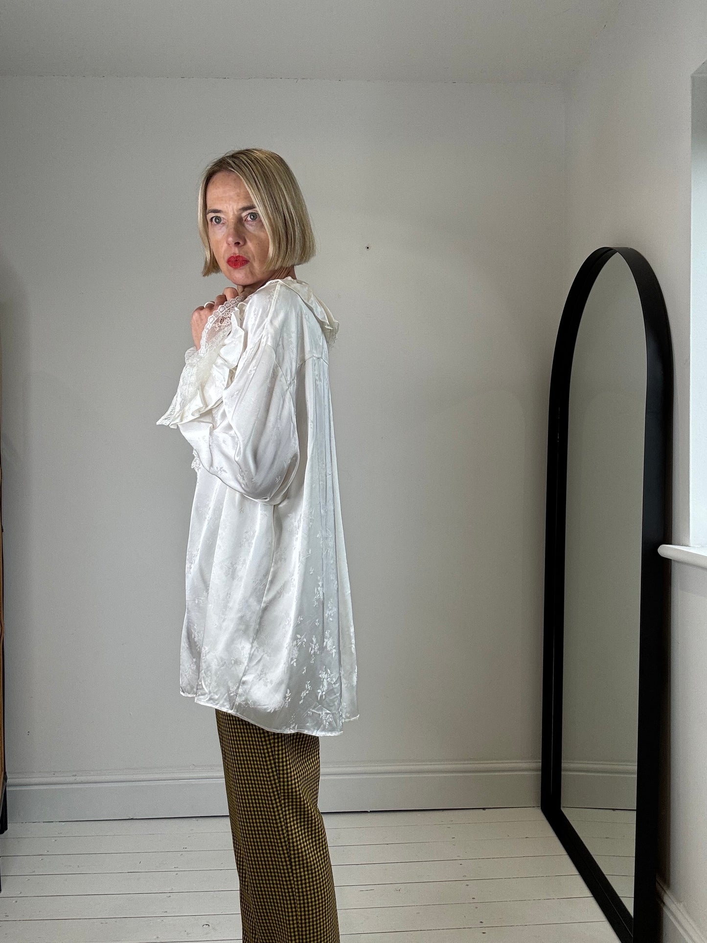 Luxe satin jacquard blouse