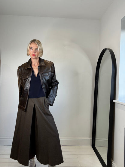NICOLE FARHI zip front leather jacket
