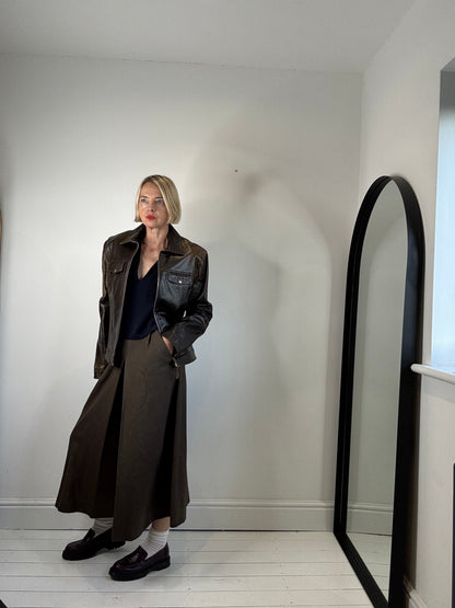 NICOLE FARHI zip front leather jacket