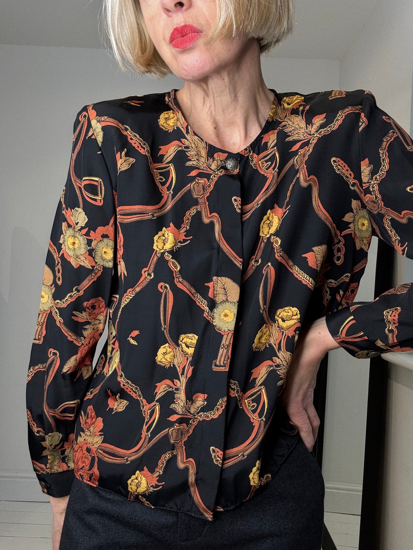 Equestrian print blouse