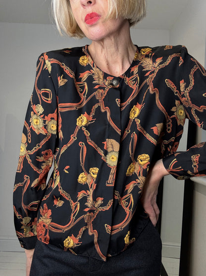 Equestrian print blouse