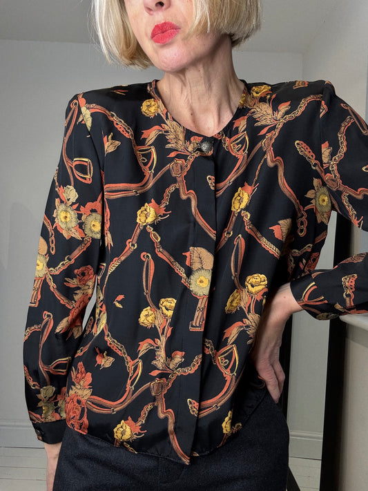 Equestrian print blouse